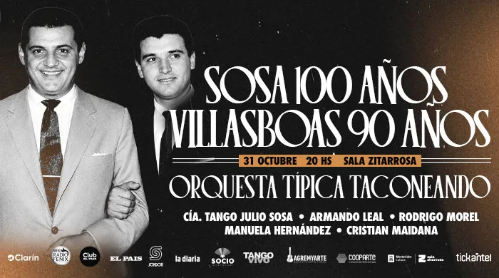 Portada de Orquesta Típica Taconeando – Julio Sosa 100 años – Villasboas 90 años